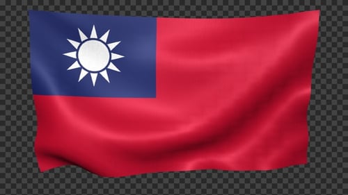 Realistic Waving Taiwan Flag with Alpha Channel
