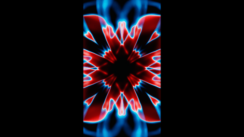 Vertical video blue and red kaleidoscope abstract flower animation