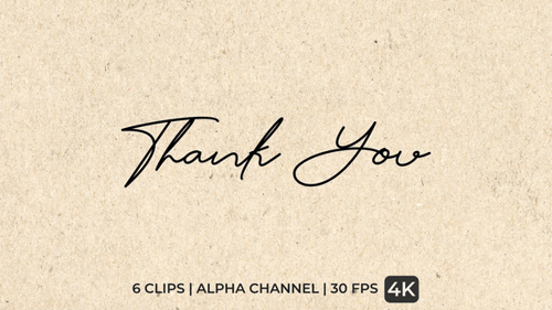 Cursive Thank You Text Writing Animation Pack