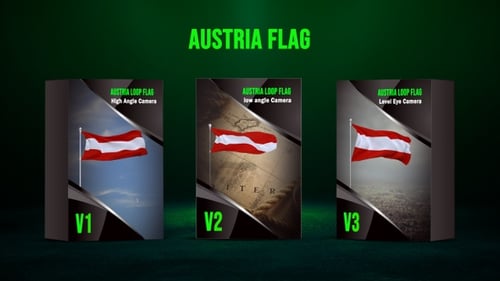 Waving Austrian Flag Loop Animation with Multiple Camera Angles