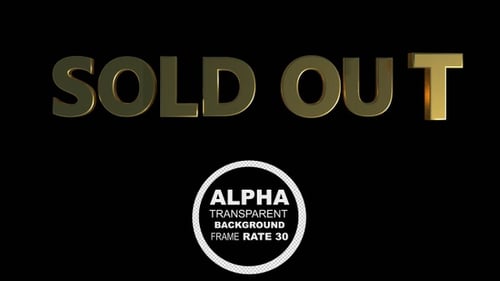 Golden 3D Sold Out Text Reveal Animation