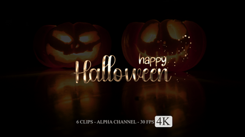 Animated Gold Script Halloween Text with Sparkles
