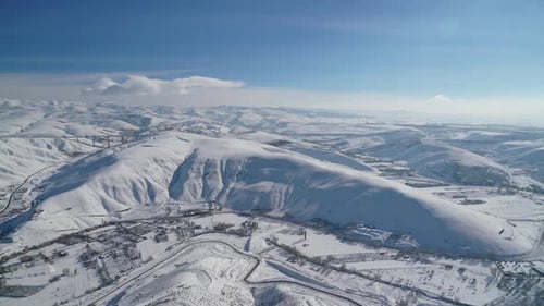 8K Snowy Lands In Continental Climate In Winter