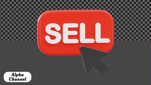3D Sell Button with Cursor Click Animation | Alpha Channel