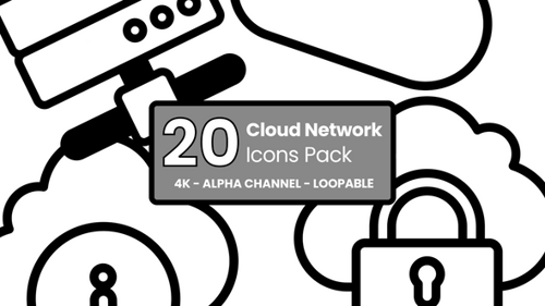 Minimalist Animated Cloud Network Icons for Technology Concepts