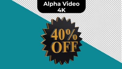 Animated 3D 40% Off Rotating Sale Badge