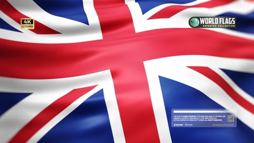 Realistic Waving United Kingdom Flag Seamless Loop