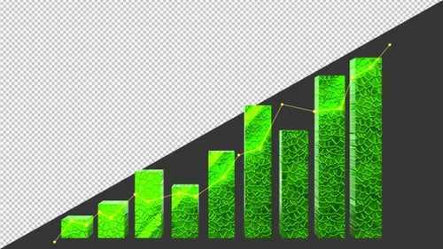 3D Futuristic Digital Growth Graph | Alpha Channel
