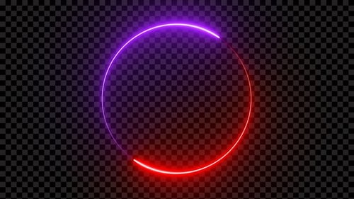 Loop V5 Neonrahmen mit Kreisen in Rot und Violett