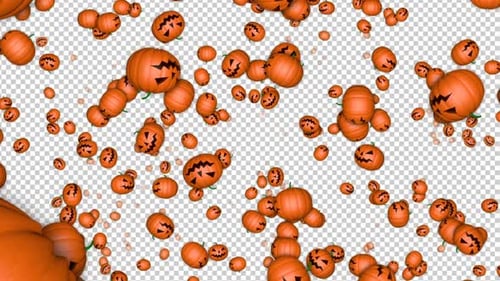 Halloween Pumpkins Background, on Alpha Channel, Loop
