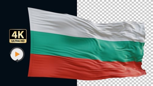 Realistic Waving Flag of Bulgaria with Alpha Channel for Compositing