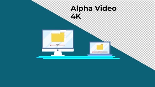 Animated Flat Design File Transfer and Data Sync Between Devices