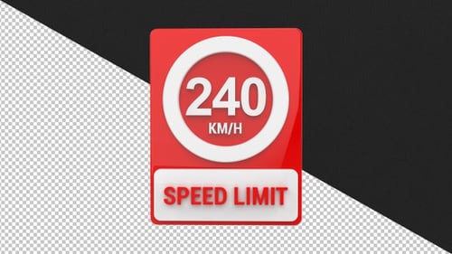 Speed sign board 240km - 4K