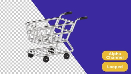 3D Animated Shopping Cart | Alpha Channel