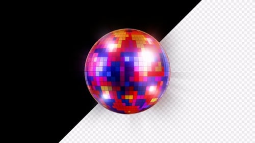 Vibrant Disco Ball Animation on Transparent Background. Looped animation
