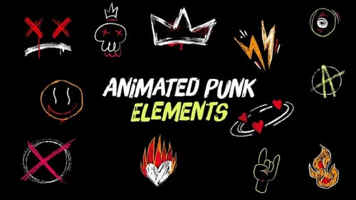 Animated Grunge Punk Hand-Drawn Sketch Elements Pack
