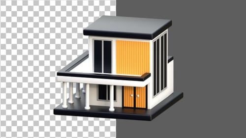 3D Minimalist Modern House Building | Alpha Channel