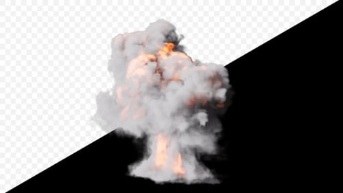 Realistic Fire Explosion and Billowing White Smoke Animation