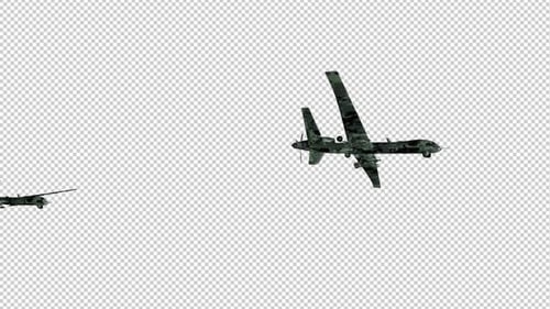 2 Military Drones - Flying Transition - Alpha Channel