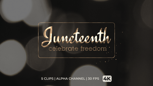 Juneteenth Celebrate Freedom Gold Metallic Text Title Animation