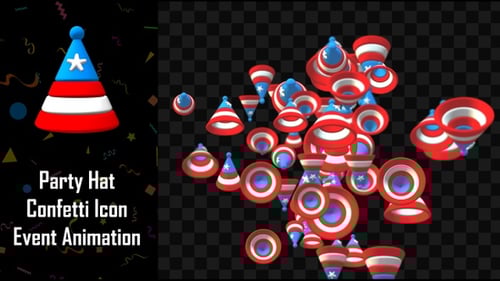 Animated Red White Blue Party Hats and Noisemakers