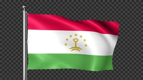Realistic Waving Flag of Tajikistan on Alpha Channel