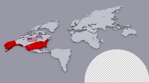 Flagge der Vereinigten Staaten auf extrudierter Weltkarte