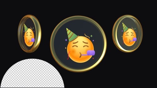 3D Animated Party Celebration Emoji Icon Spinning