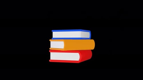3D Animated Books Stacking Illustration