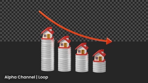 3D House Prices Falling Chart Animation | Alpha Loop