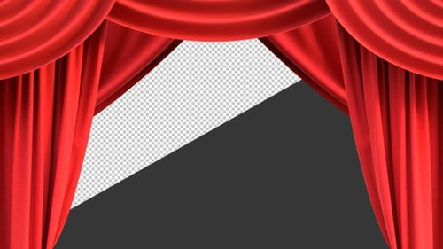 3D red curtain on the theater stage | Alpha Channel