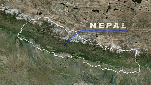 World Map Zoom Animation Revealing Nepal Country Boundary