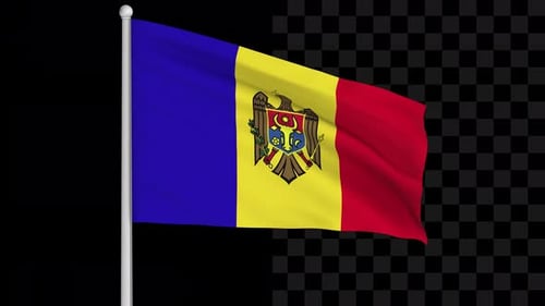 Waving Moldova Flag with Seamless Alpha Channel