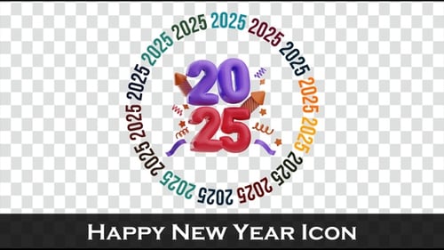 2025 Happy New Year Celebration 3D Animated Title