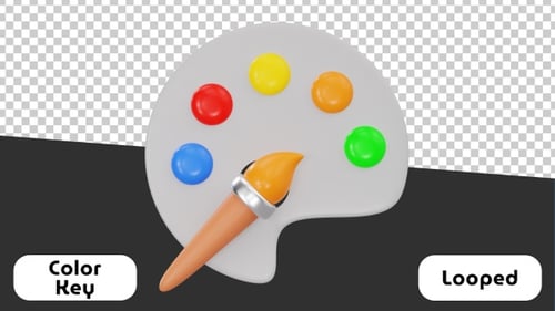 3D Animated Icon of Color Plate | Color Key Effect