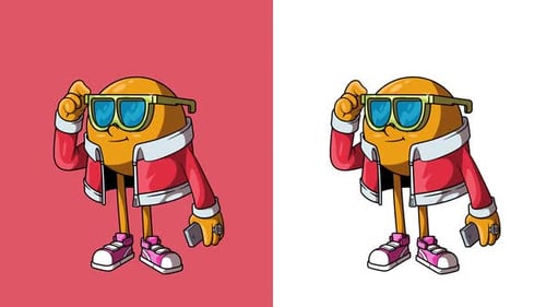 Pack Of 2 Emoji Characters with Style On Alpha And White Loop