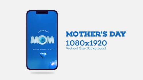 Happy Mother's Day Flower Vertical Background Blue Loop