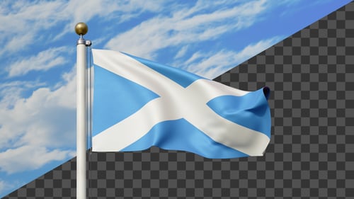 Waving Scottish Flag with Realistic Fabric and Alpha Channel