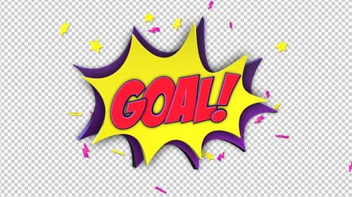 GOAL Comic Word and 3D Speech Balloon on Alpha Channel, Loop
