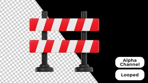 3D Animated Traffic Barrier | Alpha Channel