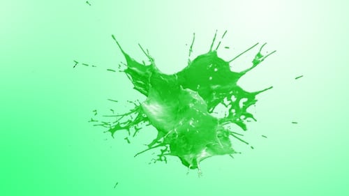 Drops Of Green Paint Colliding Splash V2
