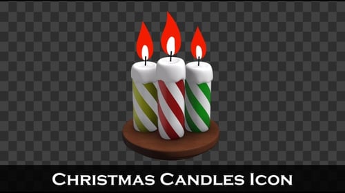 Festive Animated Burning Candles on Wooden Base