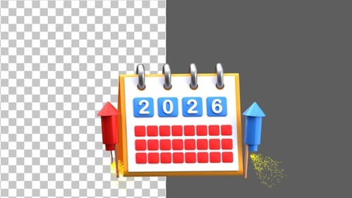 3D New Year Calendar | Alpha Channel