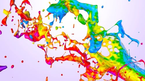Dynamic Rainbow Fluid Paint Splashes Animated Background