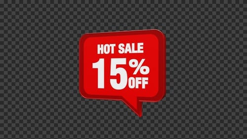 Animated 3D Hot Sale 15 Percent Off Speech Bubble