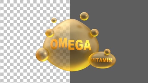 3D Supplement vitamin omega 3 | Alpha Channel