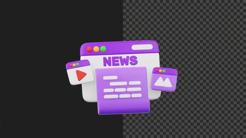 3D-Animation der Nachrichtenwebsite | 4K-Loop mit Alphakanal