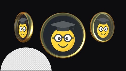 Rotating Golden 3D Graduate Emoji Icon with Glasses
