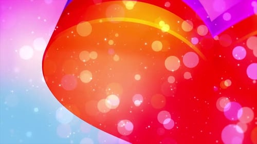 Colorful Heart And Blurred Particle Bokeh Background Loop