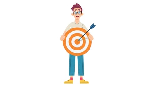 Flat Design Character Achieving Goal with Target